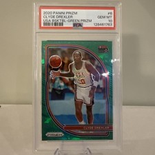 2020 Panini Prism Clyde Drexler #6 USA Basketball Green Prizm GEM 10