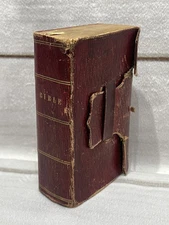 1852 KJV Holy Bible printed by Sanborn & Carter  Printed in Maine Sm.  4.5"x3"