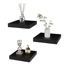 Small Floating Shelves for Wall - 6 Inch Mini Square Black Shelves for Bedroo...