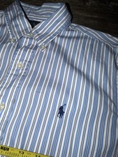 Ralph Lauren Striped Classic Fit Shirt Men 15 1/2 Blue White Stripe Button Down