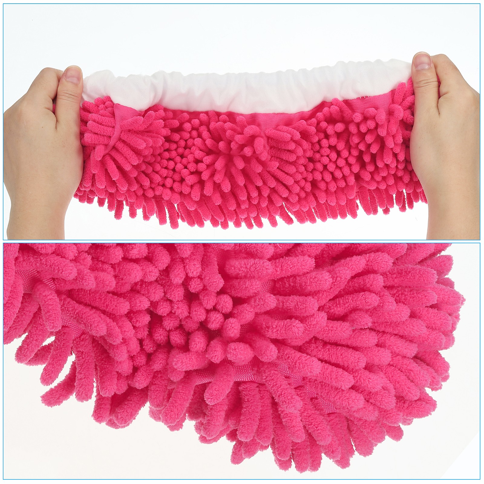 8Pcs Mop Slippers Washable Cleaning Shoes Cover Duster Chenille Fuchsia