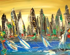 LANDSCAPE NYC PAINTING Expressionist MODERN ART ORIGINAL  G98G