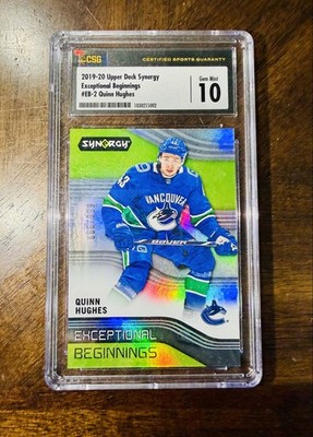 2019 Quinn Hughes RC Serial # CSG 10 -more Rare than Young Guns Rookie Gem NHL