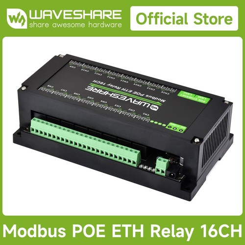 Waveshare 16-Ch Ethernet Relay Module Modbus RTU/Modbus TCP Protocol Ethernet