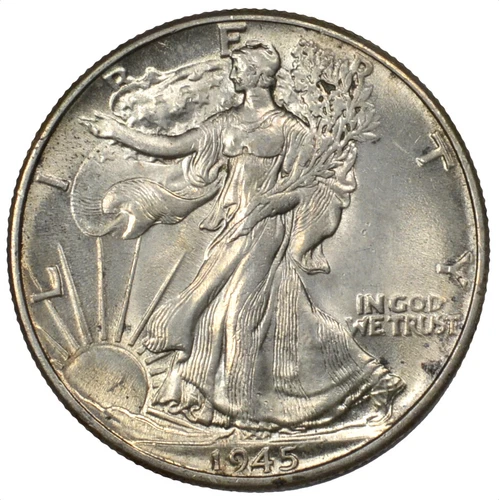 1945-P Walking Liberty Silver Half Dollar BU 50C Brilliant Uncirculated
