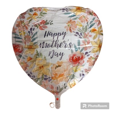 New HUGE Mother's Day Heart Shaped Balloon Floral Unique Self Sealing Mylar Foil