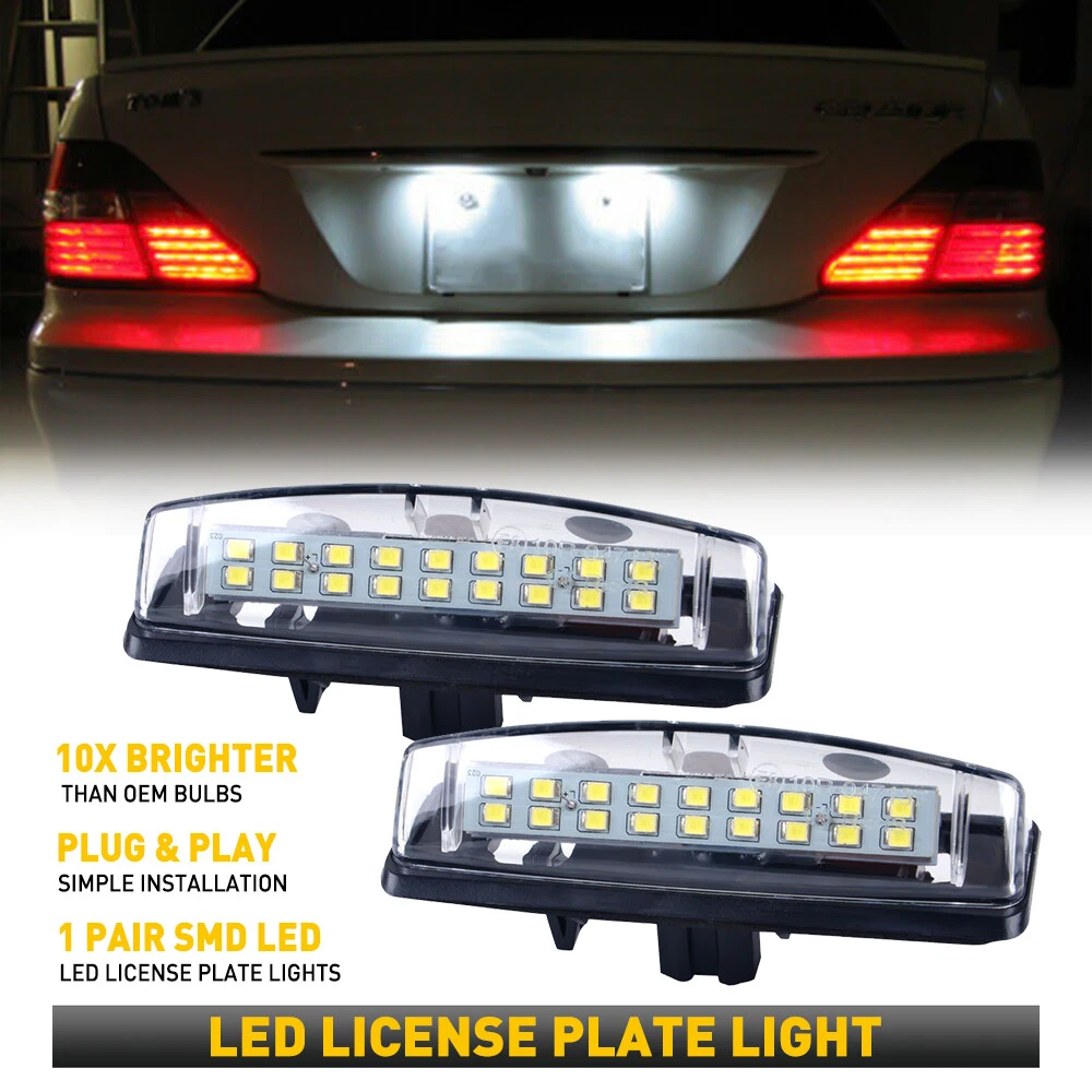 2pcs Led License Number Plate Lights Lamp 12v White Smd Car