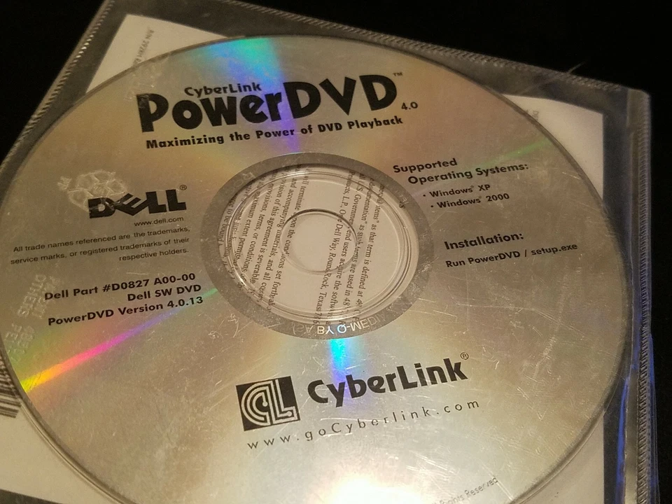 CYBERLINK POWERDVD VER 4.0 DVD PLAYBACK SOFTWARE DISK WINDOWS XP & 2000 SEALED - Image 2 of 3