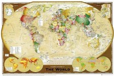 World Map Poster Large Classroom USA Wall Print, 24"x36", Unframed, Multicolor