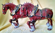 CLYDESDALE HORSE SET 2 VINTAGE HONG KONG 224 HARD PLASTIC ANHEUSER BUSCH INCOMP.