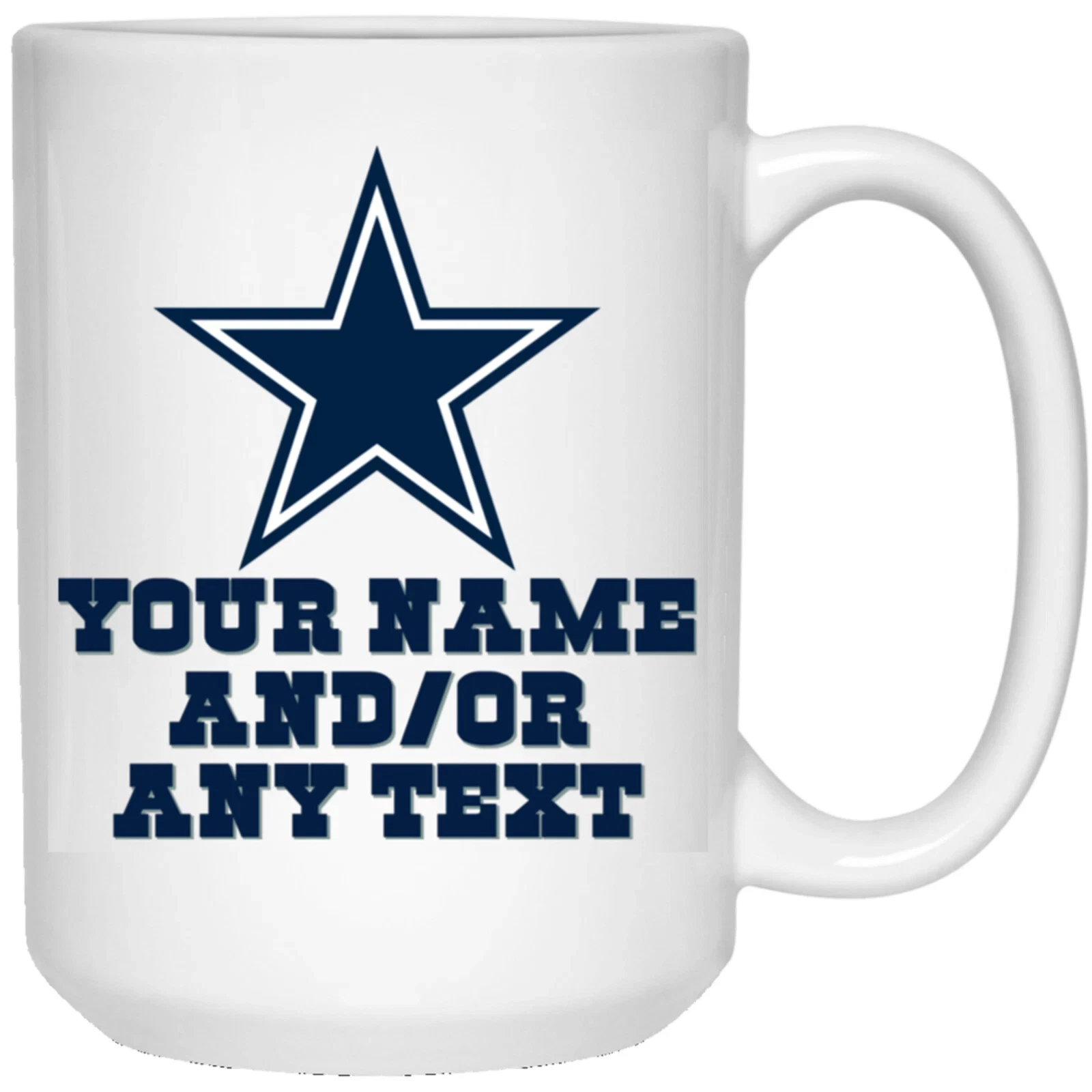 Custom Personalized Dallas Cowboys White Ceramic Coffee Mug Cup