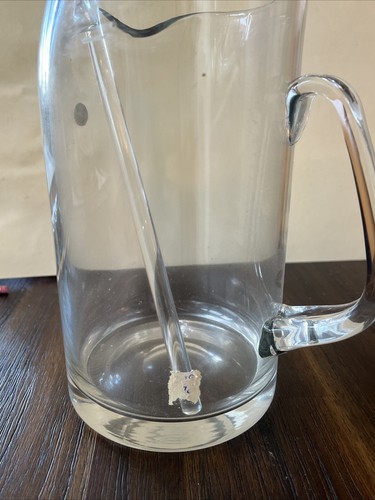 VTG Romanian CLEAR GLASS Martini Cocktail Pitcher w Stirrer Stick 8.5” ROUMANIA - Picture 5 of 11