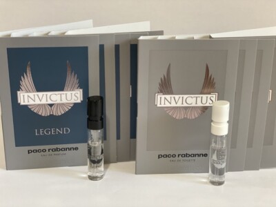 Paco Rabanne Vials w cards-7 Invictus Legend & 2 Paco Rabanne Invictus .05 EDT 