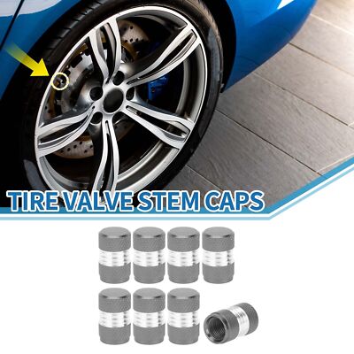 Car Tire Valve Stem Caps Wheel Valve Cap Titanium Tone Grey for Car Bike RV 8pcs