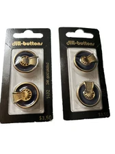 Vintage Dill Buttons Navy Blue And 24k Gold Size 7/8 (23mm) 1492