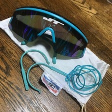 Occhiali da sole vintage JT Racing USA Threds blu/blu lenti a specchio quasi come nuovi