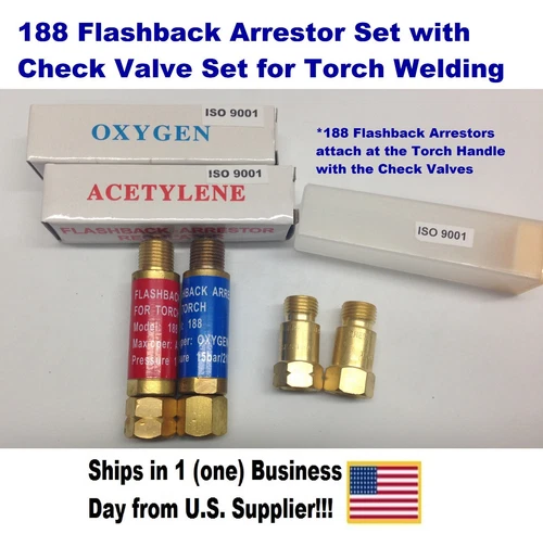 OXYGEN/ACETYLENE WELDING, TORCH END CHECK VALVES W/FLASHBACK ARRESTORS 188