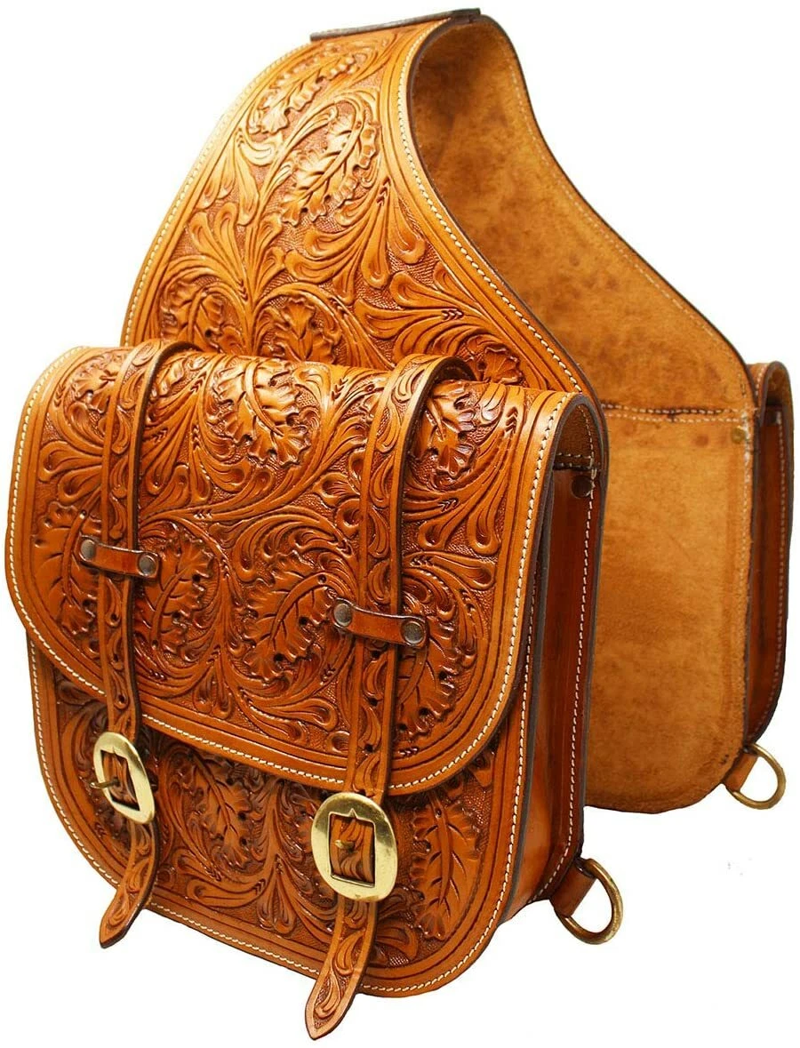 Showman Basket Weave & Barbwire Tooled Leather Saddle Bag! New Horse TACK!  : Amazon.in: Home & Kitchen