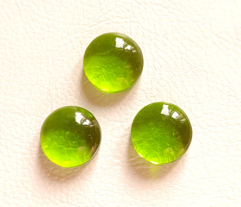 Adorable Peridot Quartz Gemstone Cabochon, Wholesale Round Shape Loose Gemstone - Image 2 of 4