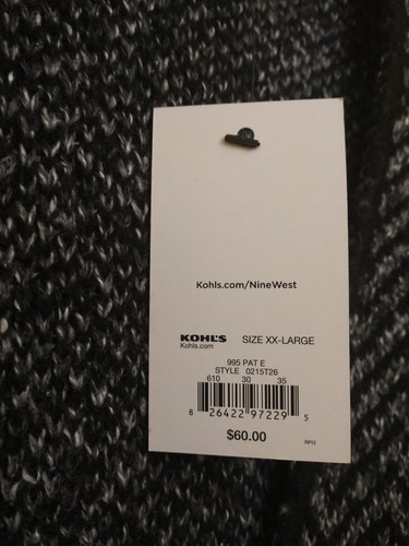 Maglione donna Nine West nero grigio stampa lungo due tasche aperto XXL nuovo $60 - Foto 8 di 8