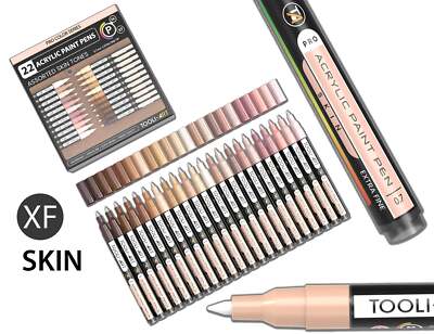 Acrylic Paint Pens 22 Assorted Skin Flesh Tones Pro Markers Set 0.7mm Extra Fine