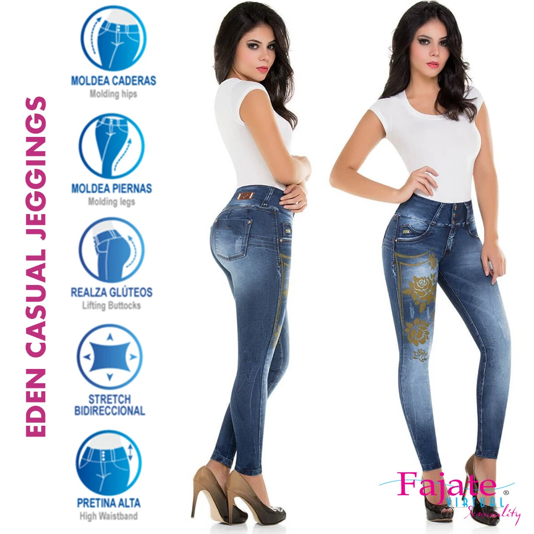 Colombian Casual Push Up Denim Jeans High Rise Waist Jeggings Girdle Pants  Cysm