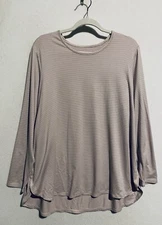 J Jill Top Womens XL Pink Striped Fit Performance Long Sleeve Loungewear Active