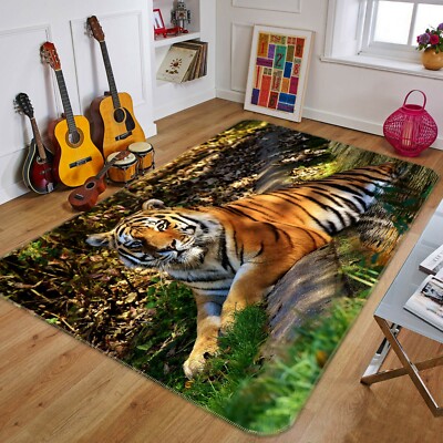 3D Forest Riverside Tiger P186 Animal Non Slip Rug Mat Elegant