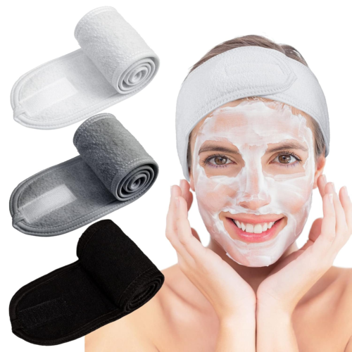 Spa Facial Headband Make up Wrap Head Terry Cloth Headband Adjustable Towel for