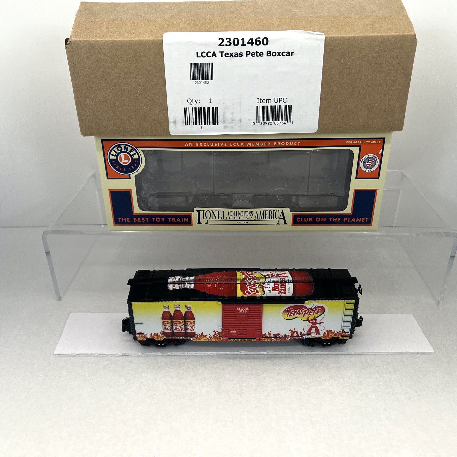 Lionel LCCA 2023 Texas Pete Hot Sauce Box Car O Gauge Club Edition