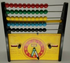 MID CENTURY Brio Wooden Abacus  Clock Calendar Educational Toy 1960's SWEDEN