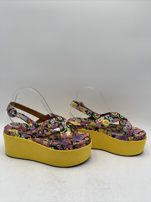 La DoubleJ Women's Floral Criss-Cross Platform Wedge Sandals Multicolor Size 40