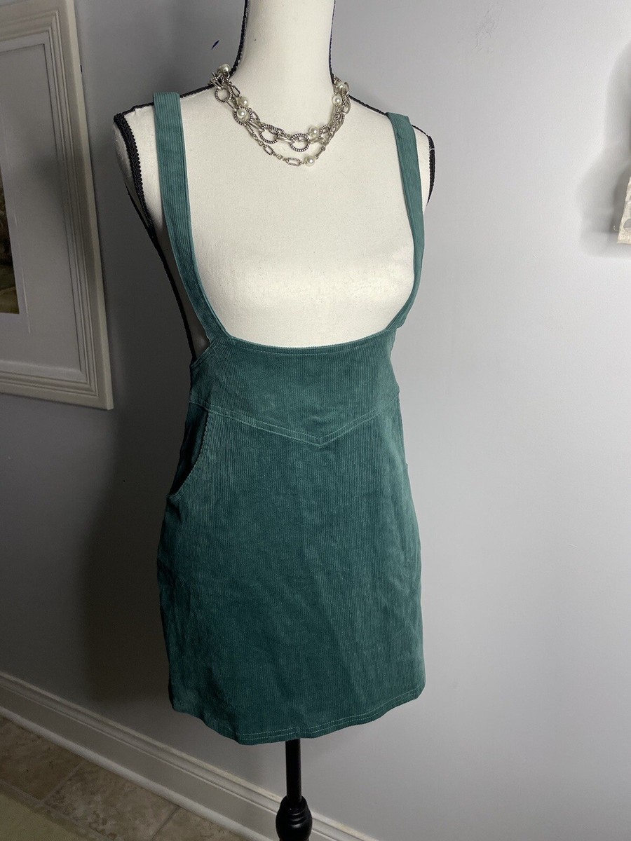 Mia Joy Green Corduroy Overall Dress Skitalls Front Pockets Girls