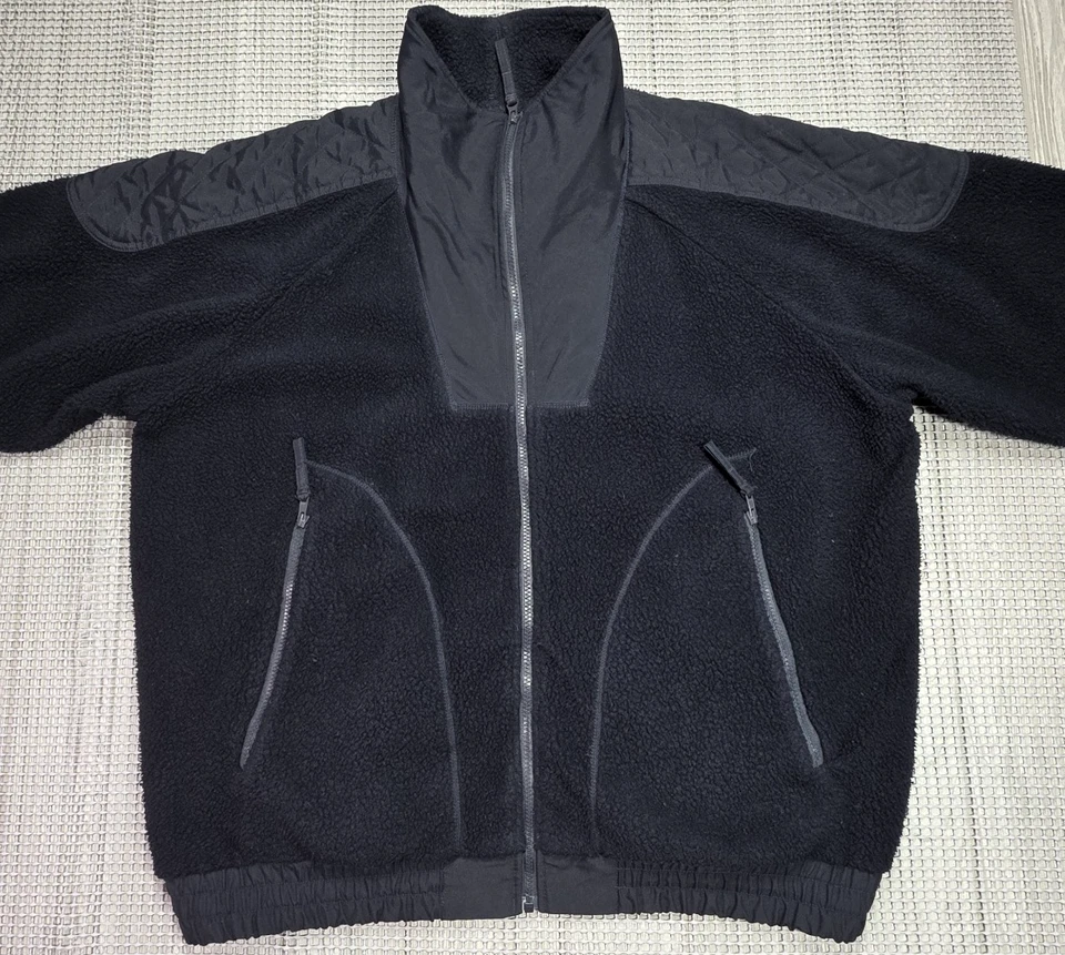 Orvis Hombres Azul XL Sherpa Vellón Cremallera Completa Chaqueta Militar Codo Parches para el Hombro Foto 3 de 4