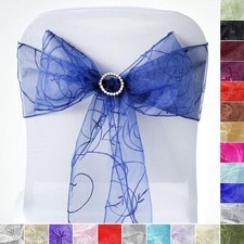 50 Embroidered Organza CHAIR SASHES Ties Bows Wedding Party Decorations SALE