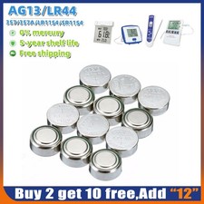 10Pcs 1.5V AG13 LR44 SR44 L1154 A76 Round Alkaline Button Coin Cells Batteries