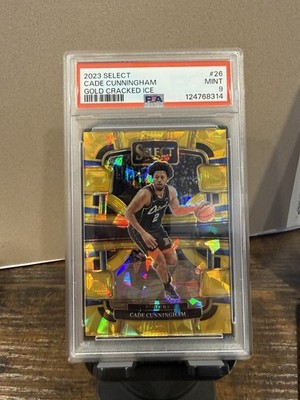2023-24 Panini Select - Concourse Cade Cunningham #26 Gold Cracked Ice Prizm /10