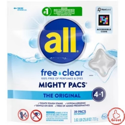 #ad #ad All Mighty Pacs Free Clear Laundry Detergent Pacs $11.39