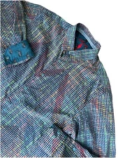 VISCONTI SIGNATURE SERIES Abstract Geometric Mens Large Shirt Flip Cuff Paisley