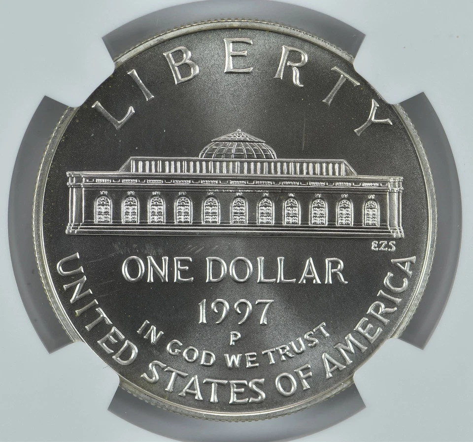 1997-P Botanic Gardens Commemorative Silver Dollar MS 9.9 NGC X *0507 - Image 4 of 4