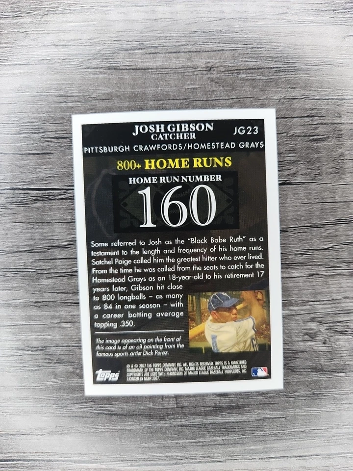 2007 Topps - Home Run History Josh Gibson Josh Gibson #JG23 - Image 2 of 2