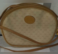 GUCCI Micro GG Supreme Shoulder Bag PVC Cream Gold Auth