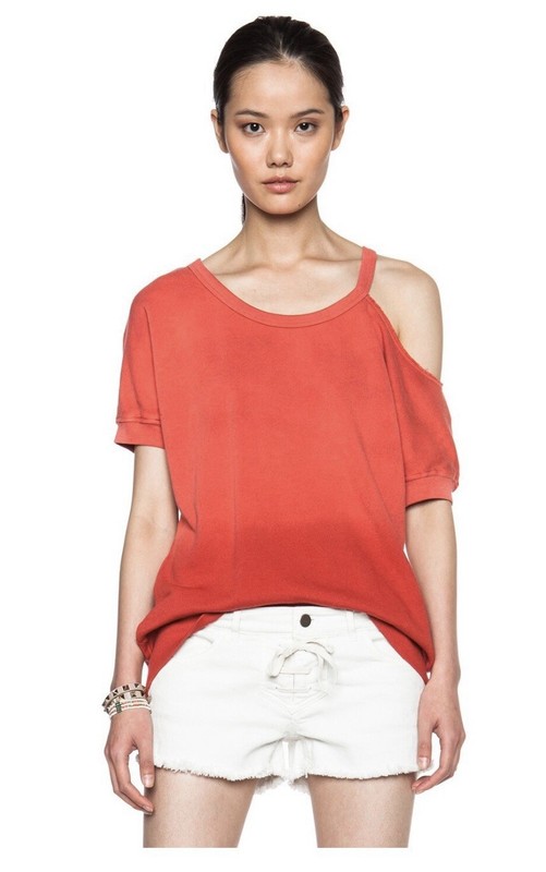 Pam And Gela Orange Cutout Distressed Color Top S