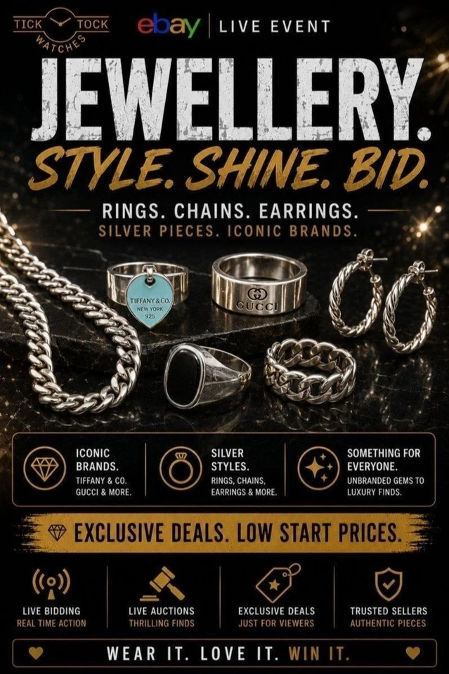 Jewellery Show - 925 Silver! 99p Starts - Chains, Rings, Bangles!