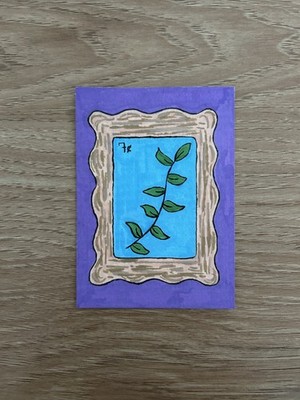 ACEO Original Painting Botanica Post 3/3 By Mari Art Acrylic On Paper 2.5 x 3.5
