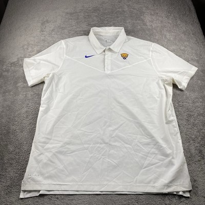 Nike Pittsburgh Panthers On Field Dri-Fit Polo Shirt Mens XL White Short Sleeve