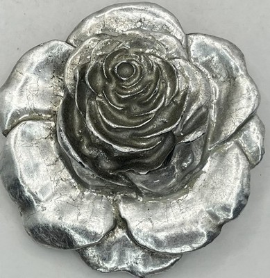 Vintage Charmant Silver Rose Flower Belt Buckle Beverly Hills California 3 