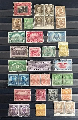 Old Group Of Vintage US Stamps, Used & Mint … Back Of Book, Etc