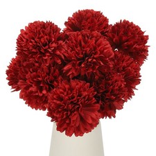 12 Pcs Artificial Chrysanthemums Fake Flowers for Home Decor, Red