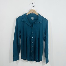 L.L. Bean Deep Natural Forrest Green Button Down Collared Button Cuff Sleeve XL